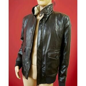 Zara Man Aviator Jacket Removable Shearling, Vegan Leather Black Size Large